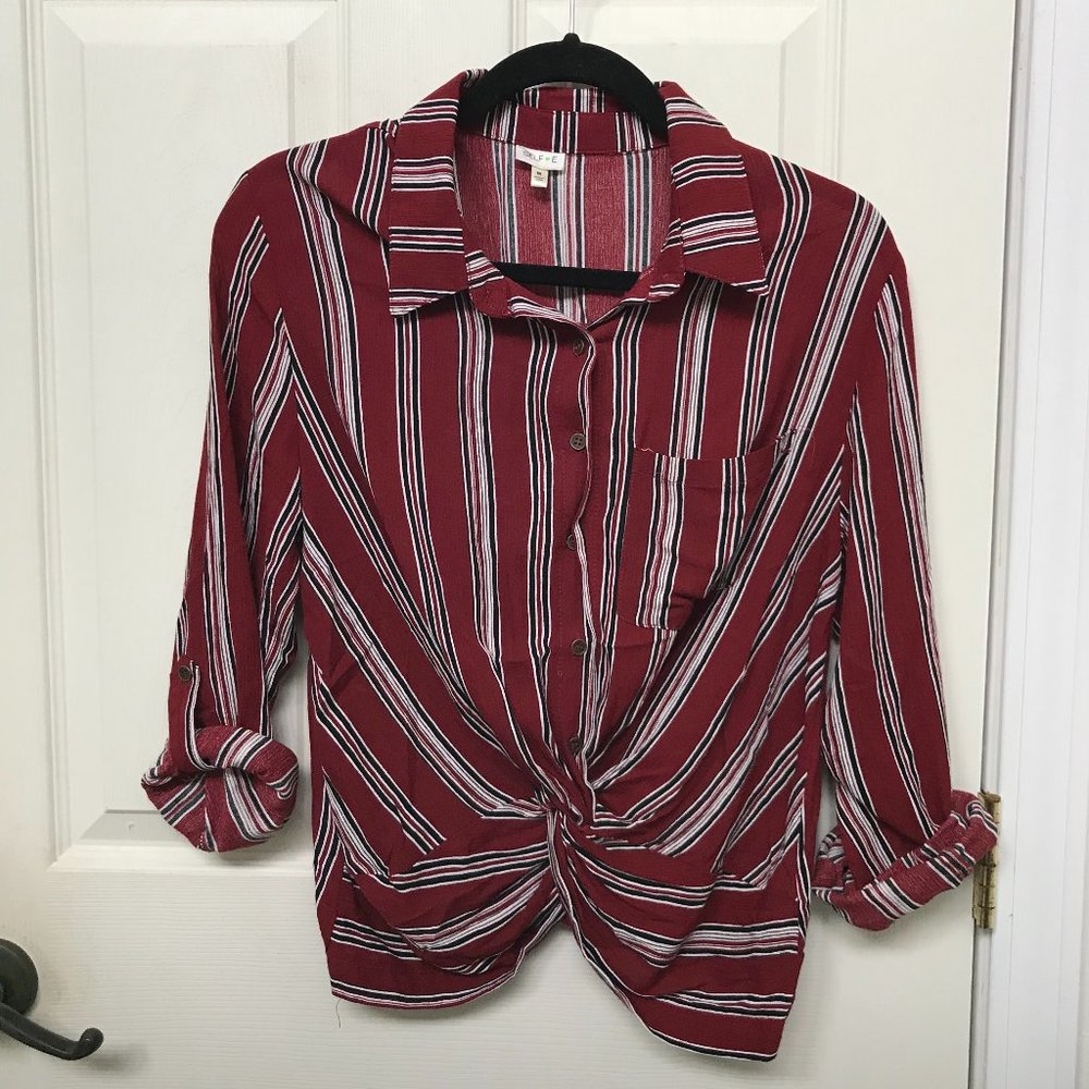Twist-Front Button-Up Shirt